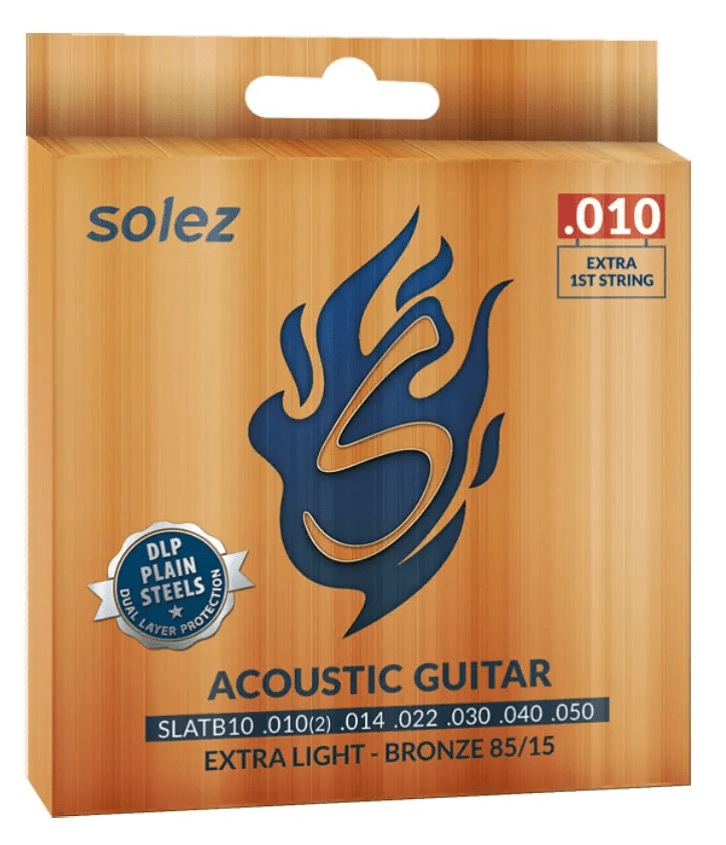 Encordoamento Violão Solez 0.10 SLATB-10 Extra Light Bronze 85/15 - Aço