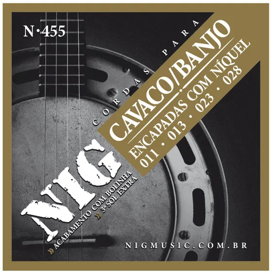 Encordoamento Cavaquinho - Banjo NIG N-455 .011.028 - Com Bolinha - Níquel