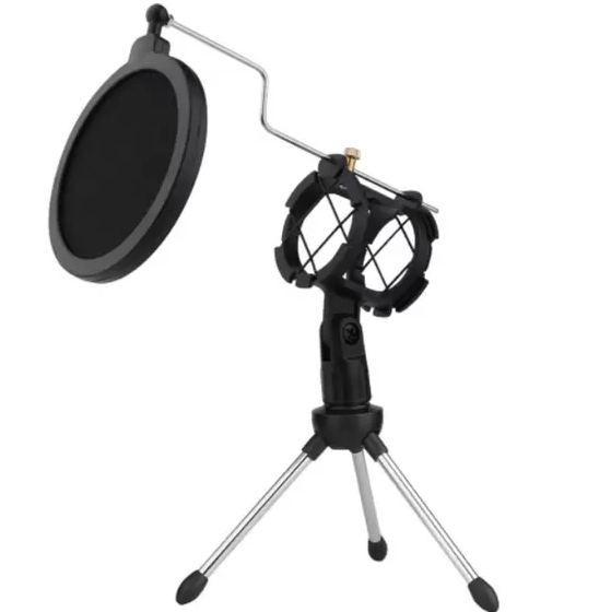 Pedestal Hook de Mesa P/ Microfone C/ Pop Filter