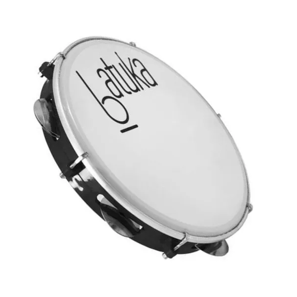 Pandeiro Luen Preto 10 Pol Pele Leitosa Batuka Samba Pagode