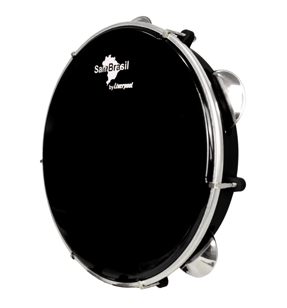 Pandeiro SamBrasil Premium 10" Novos pele preta fundo preto