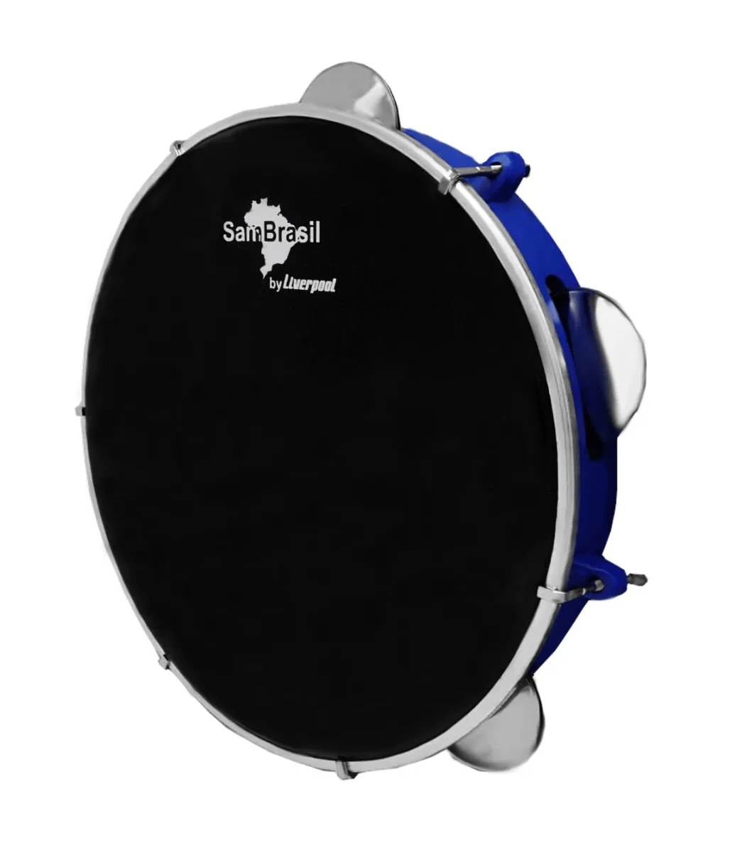 Pandeiro SamBrasil Standard 10'' azul com pele preta