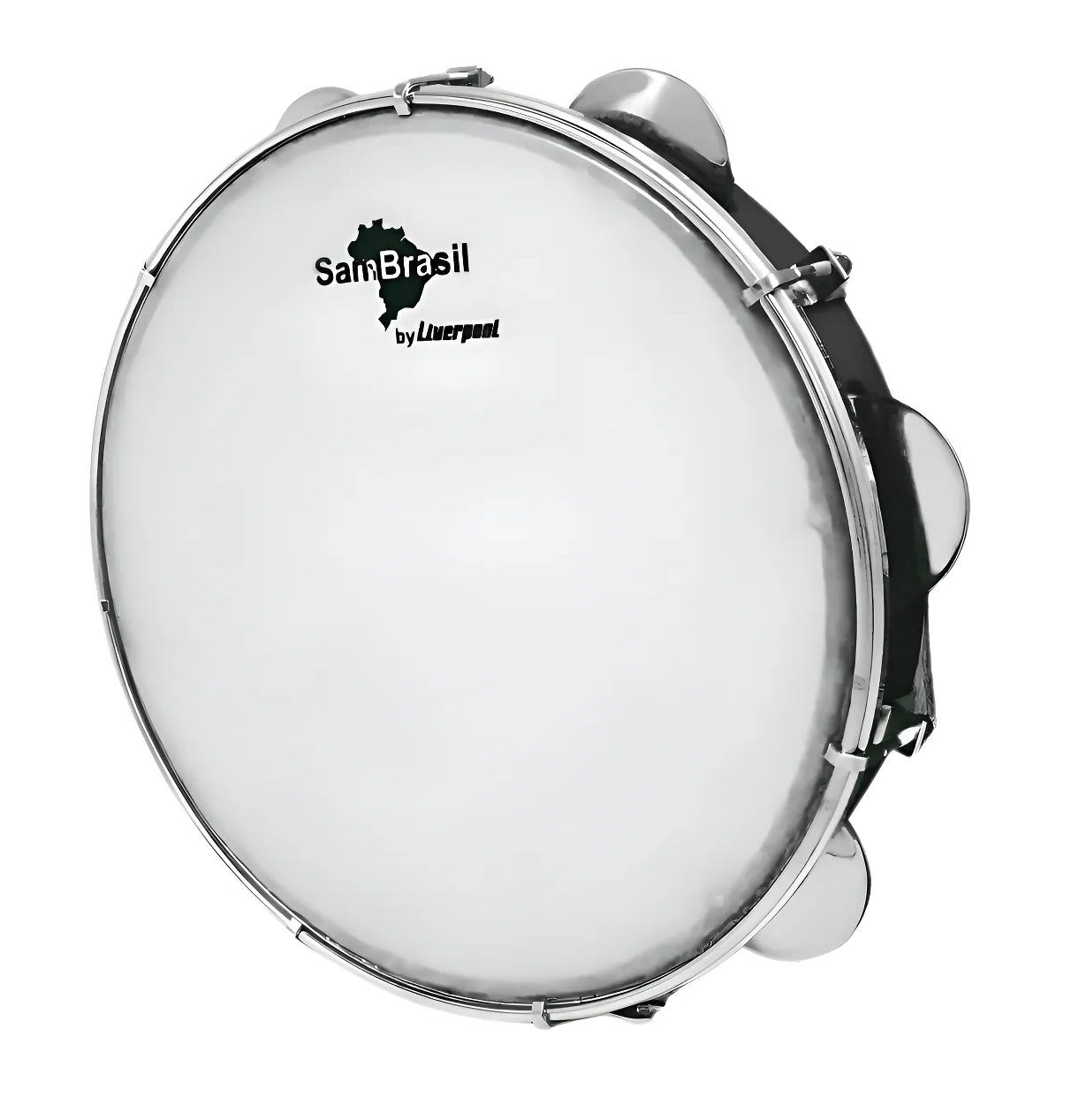 Pandeiro SamBrasil Standard 10'' Preto com pele branca 