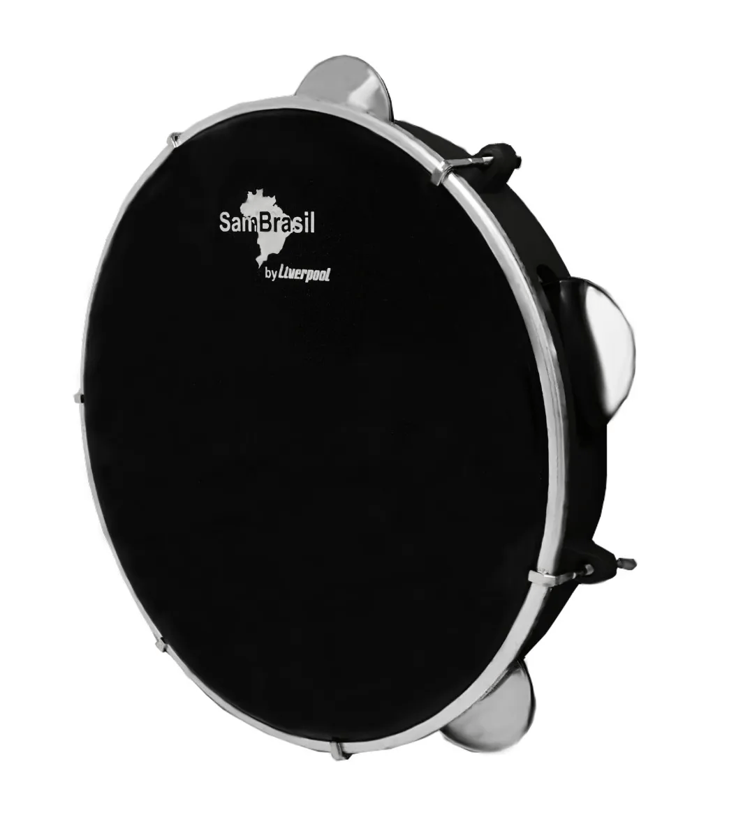 Pandeiro SamBrasil Standard 10'' Preto com pele preta