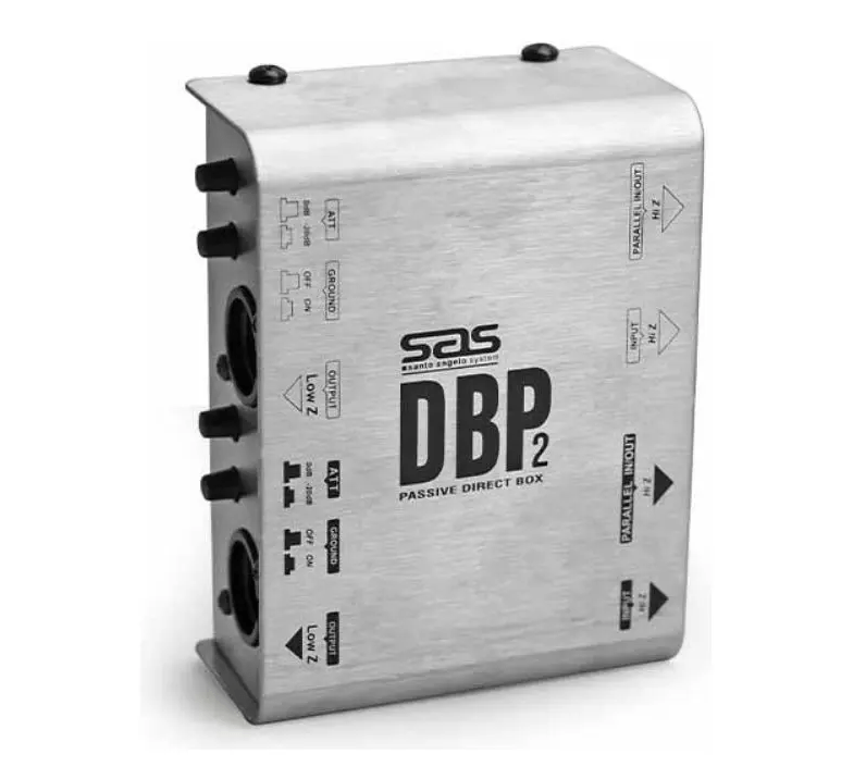 Direct Box Passivo Duplo Santo Angelo DBP2 2 Canais Prata Entradas P10 Saídas XLR