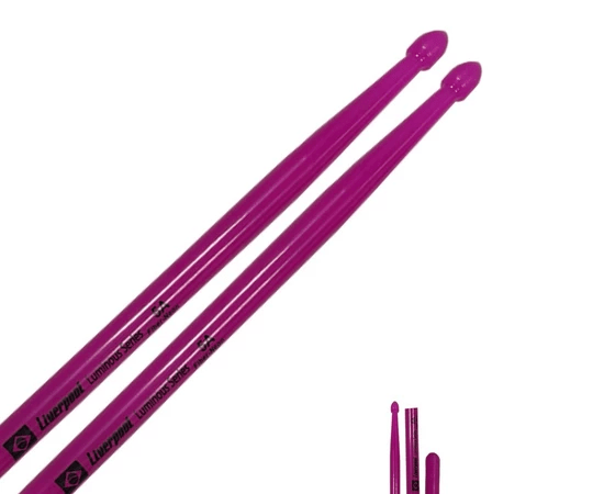 Baqueta 5A Liverpool Luminous Series Par Neon Fluorescente Roxo