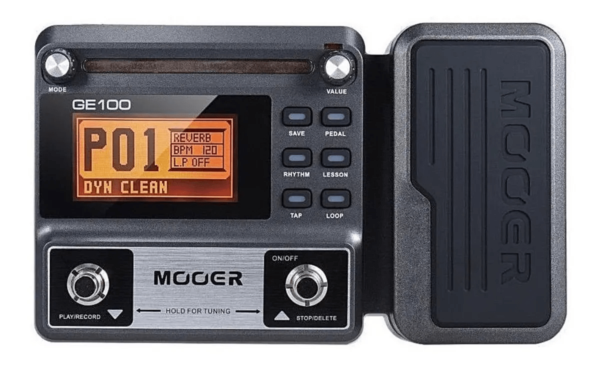 Pedaleira Multi efeitos para Guitarra Mooer GE100 com Pedal de Expressão, Simulação de Amplificadores, Afinador, Looper e 66 Efeitos