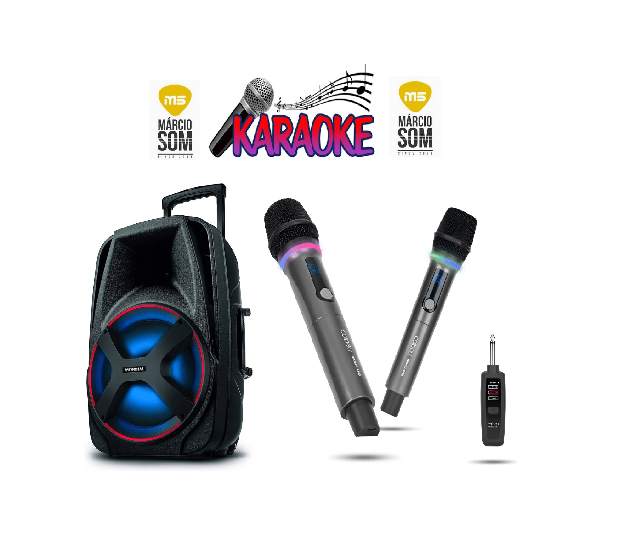 Kit 12 Caixa 250w + 2 microfone sem fio 
