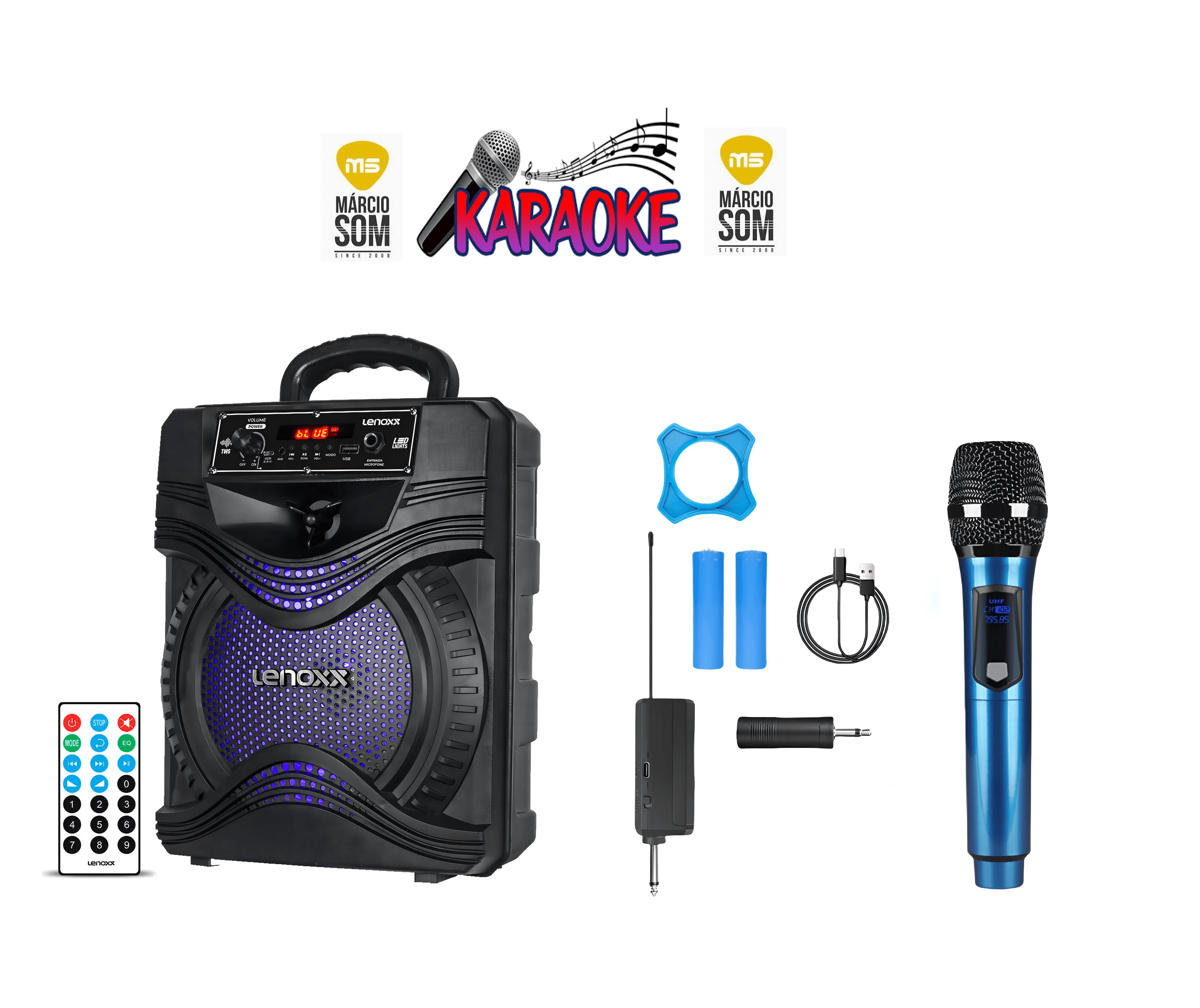 Kit 2 karaoke caixa 30w + 1 Microfone sem fio 