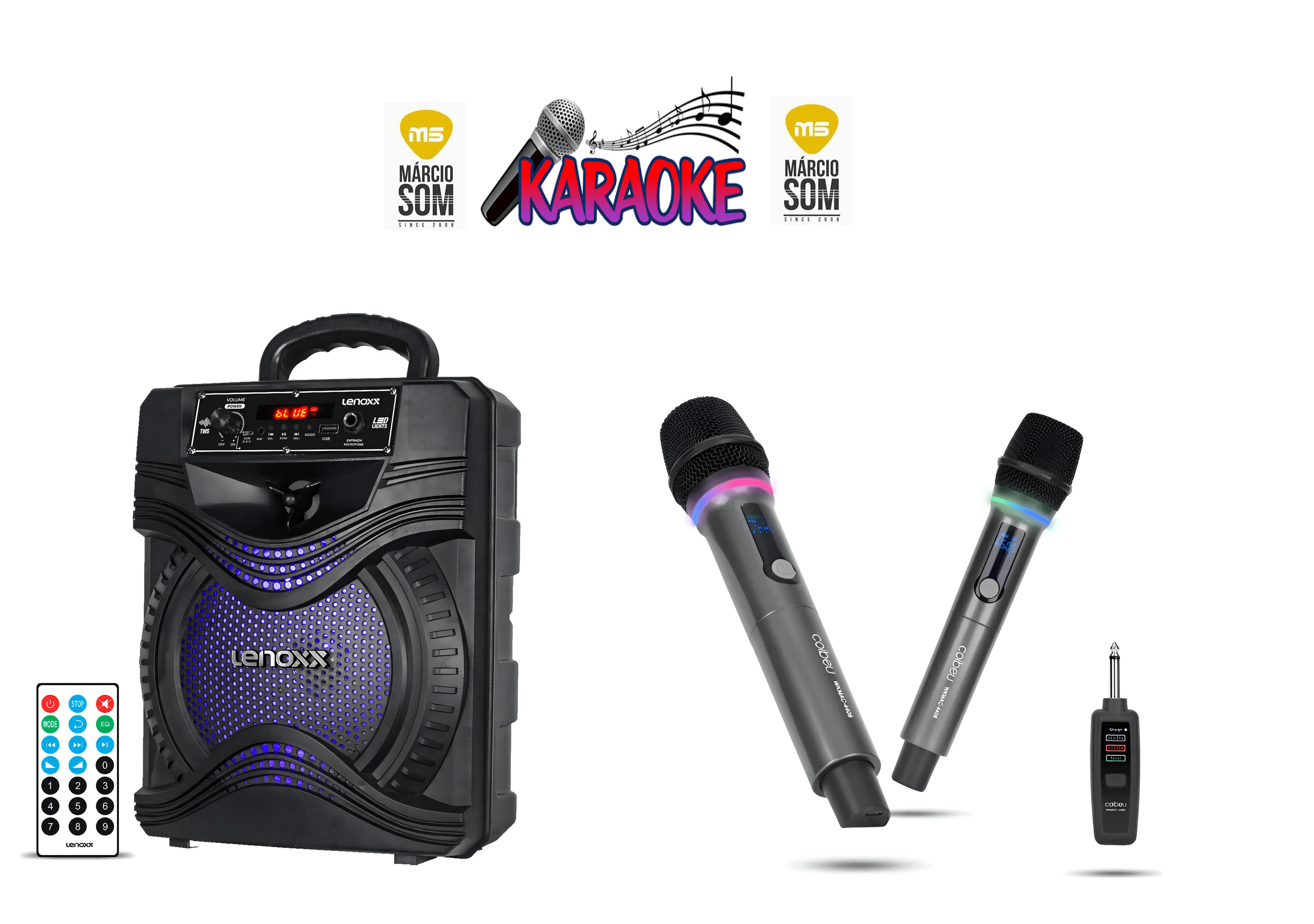 Kit 3 Karaoke caixa 30w + 2 microfones sem fio