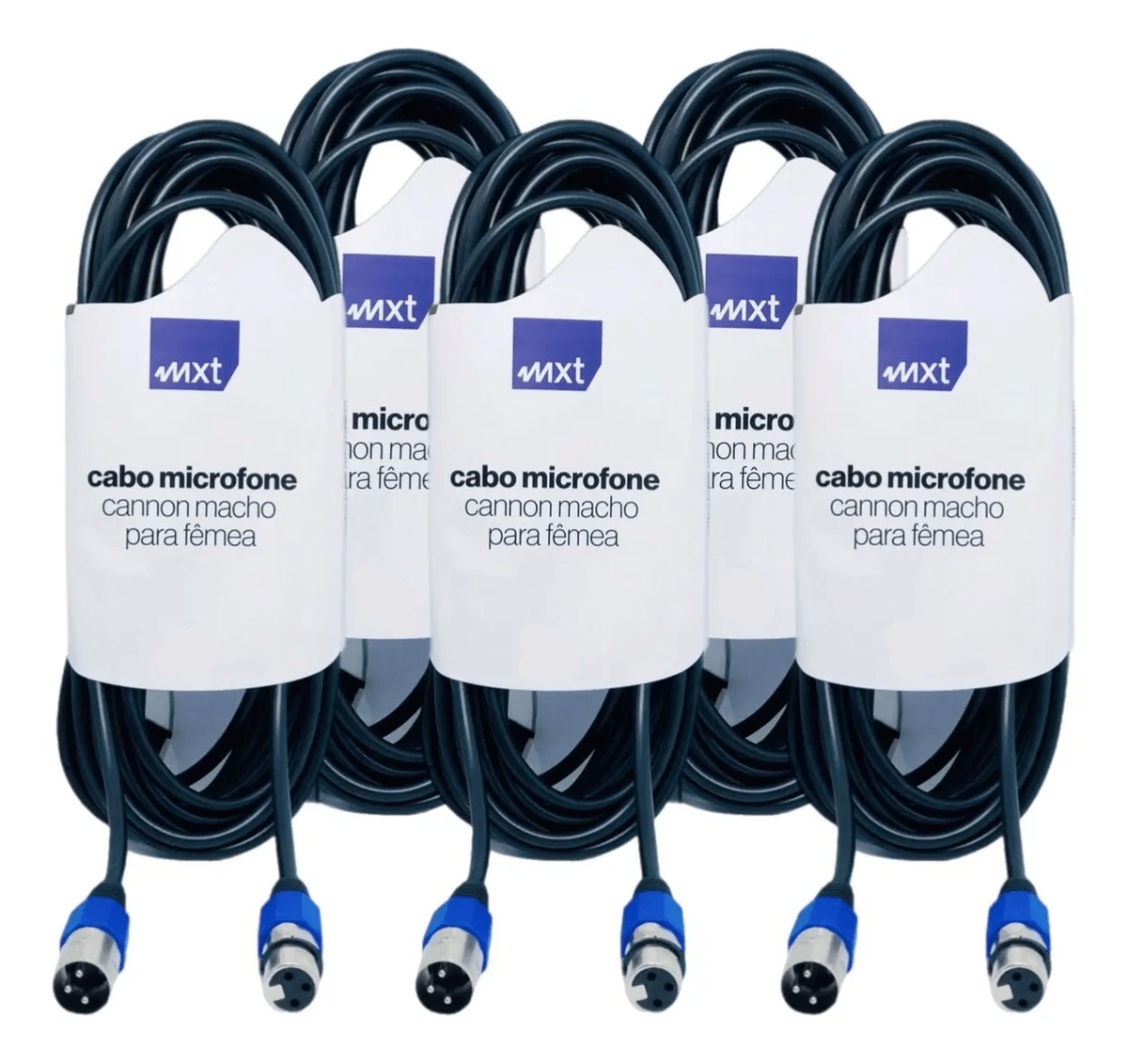 Kit 5 Cabo Microfone Xlr Canon Balanceado Macho X Femea 2 METROS