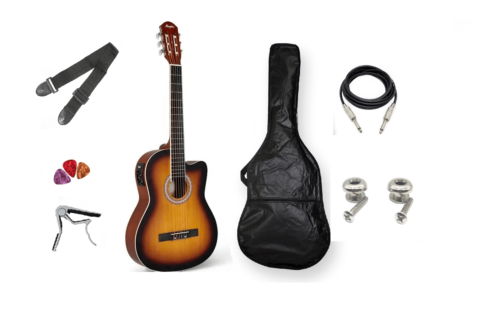 Kit Violão Elétrico Nylon Tagima Memphis AD-60 Fosco Completo