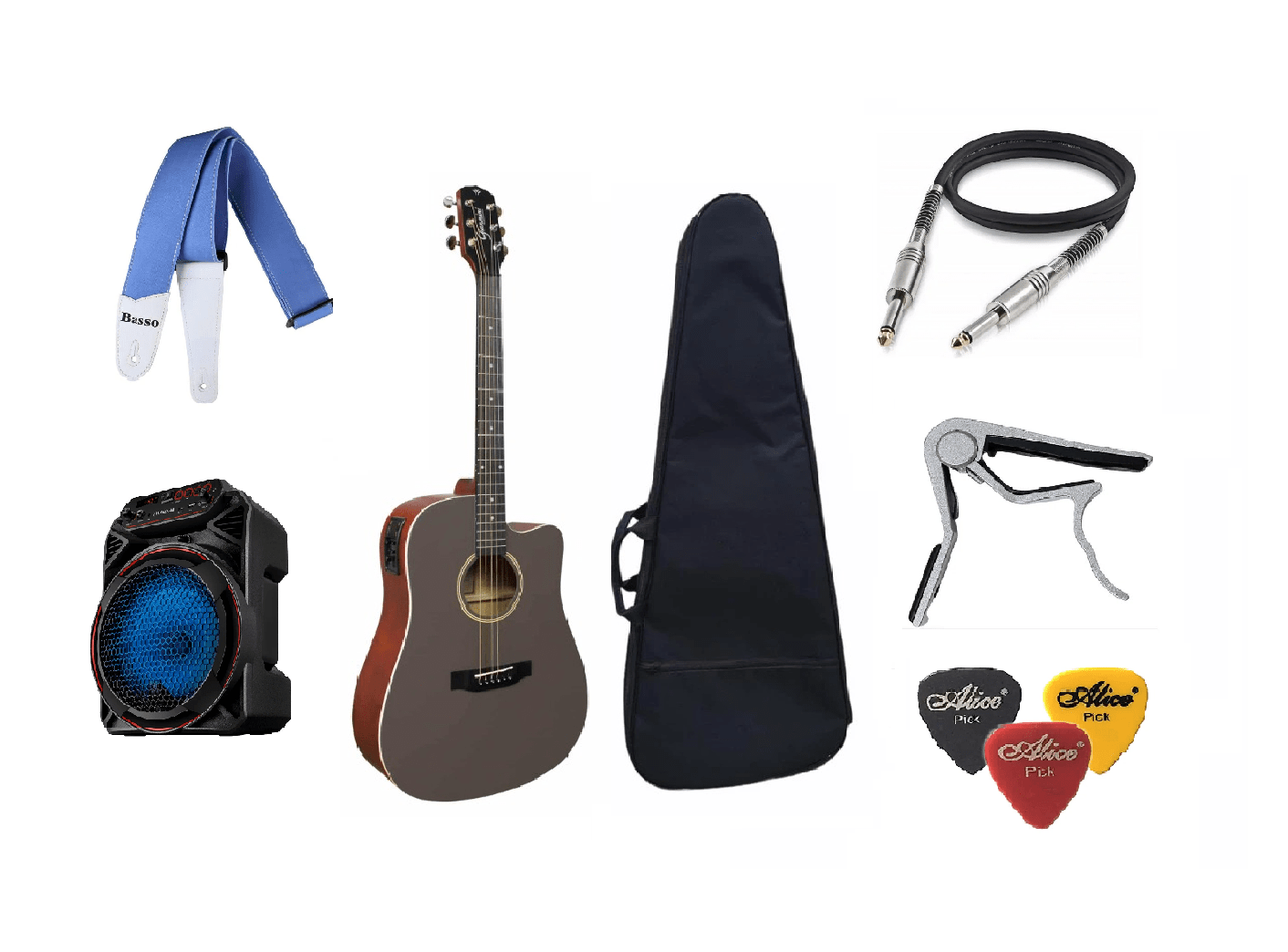 Kit Violão Giannini Eletrico com caixa