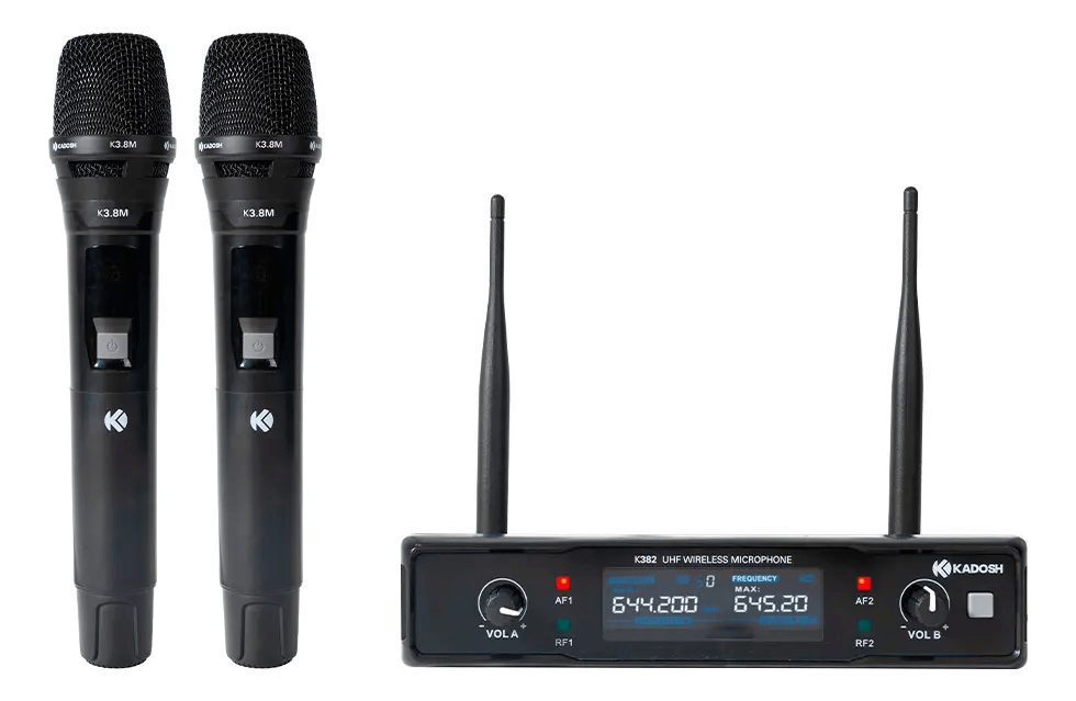 Microfone Sem Fio Duplo Uhf Kadosh-k-382m Cardióide Dinâmica Preto