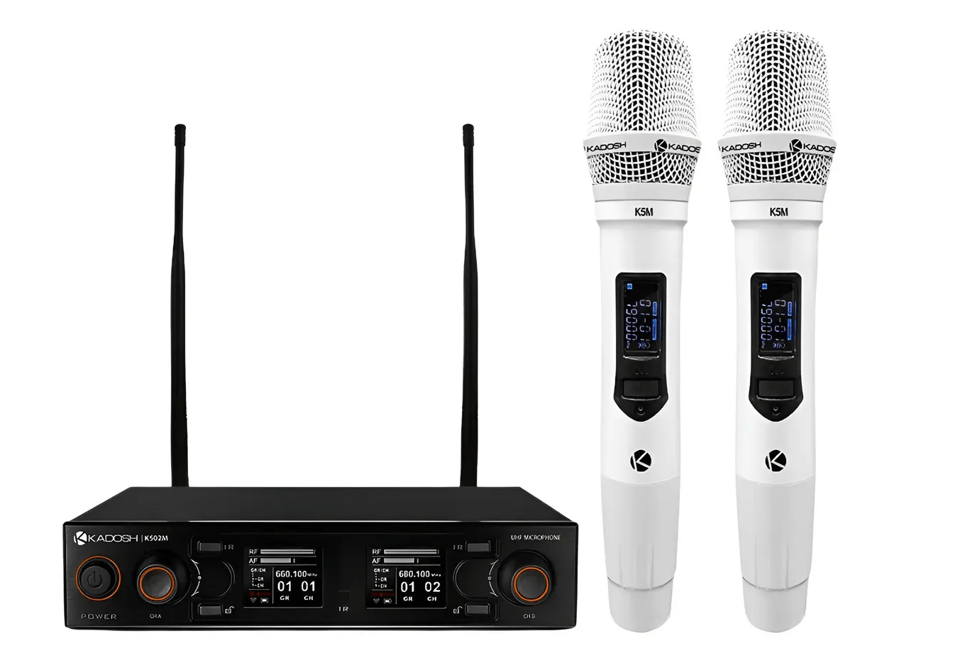 Microfones Sem Fios Kadosh K-502m Dinâmico Carga Por Usb Cor Branco