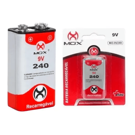 Bateria 9v 240mAh Recarregável Mox Original