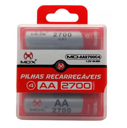 Cartela Com 4 Pilha Aa 1.2v Recarregável 2600mah