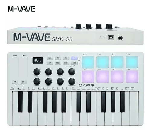 Teclado Controlador M-vave Smk-25 - Midi 25 Teclas