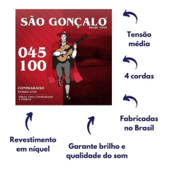 Encordoamento 045 Contra Baixo 4 Cordas Média Sao Gonçalo