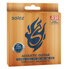 Encordoamento Violão Solez 0.10 SLATB-10 Extra Light Bronze 85/15 - Aço