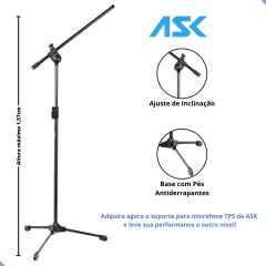 Pedestal Ask para 1 microfone girafa Tps preto
