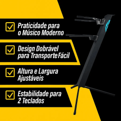 Suporte Estante Ask Pmd3 Teclado Duplo Notebook