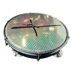 Pandeiro 10 Luen Fé Preto com pele holografica