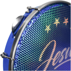 Pandeiro 10 Pele Holografica Jesus Cor Azul 