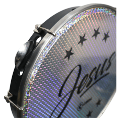 Pandeiro ABS Preto 10 Pele Holografica Jesus Cor Prata 