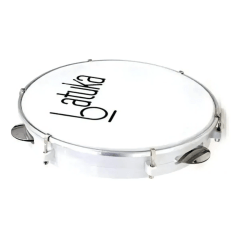 Pandeiro Luen 10 Batuka Abs Platinela Inox Cor Branco