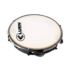 Pandeiro Luen 10" Em ABS Preto Com Pele Leitosa