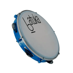 Pandeiro Luen Azul 10 Polegadas Pele Leitosa Batuka