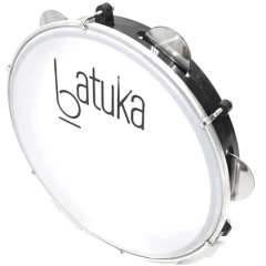 Pandeiro Luen Preto 10 Pol Pele Leitosa Batuka Samba Pagode