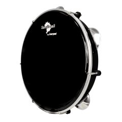 Pandeiro SamBrasil Premium 10" Novos pele preta fundo preto Pandeiro SamBrasil Premium 10" Novos pele preta fundo preto