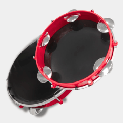 Pandeiro SamBrasil Premium 10" Novos pele preta fundo vermelho