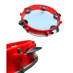 Pandeiro Sambrasil Standard 10' pele branca e fundo vermelho