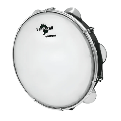 Pandeiro SamBrasil Standard 10'' Preto com pele branca 