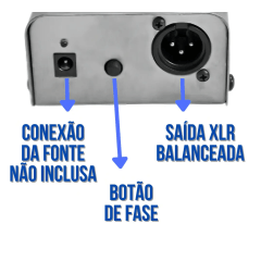 Direct Box Ativo Santo Angelo DBA1 Conexão P10 XLR Phantom Power