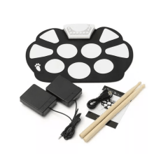 Bateria Eletrônica Musical Drum Dobrável Silicone 2 Pedais 