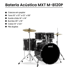Bateria MXT Bumbo 20'' Completa cor preta