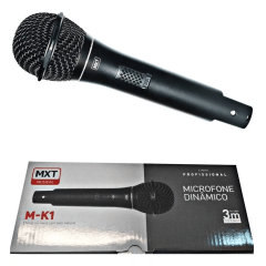 Microfone Dinâmico Profissional Mxt M-k1 Metal Fio 3m Od 5mm Cor Preto