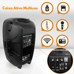 Caixa Ativa K-audio 12 Kba12 Bluetooth Usb 250w Rms