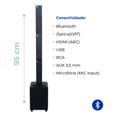 Sistema Som Ativa Solus Torre Party Mini Bs68 Bluetooth Usb Preto