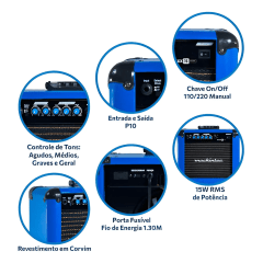 Cubo Mackintec Maxx15 p/ Guitarra Azul