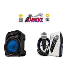 Kit 4 Karaokê Caixa 50W + 1 Microfone com fio 