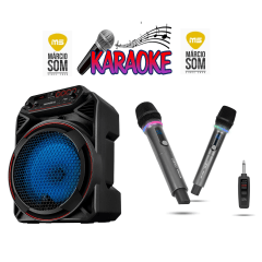 Kit 6 Karaoke Caixa 60w + 2 microfone sem fio
