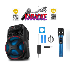Kit 8 Karaokê Caixa 100W + 1 Microfone sem fio 