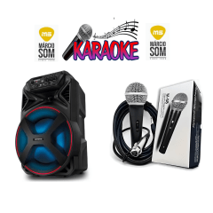 Kit 7 Karaokê Caixa 100w + 1 Microfone com fio 