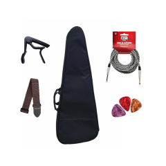 Kit De Acessórios Violão com Capa Cabo Correia Capotraste 