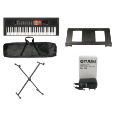 Kit Teclado Yamaha F51 com fonte, estante para partitura e capa